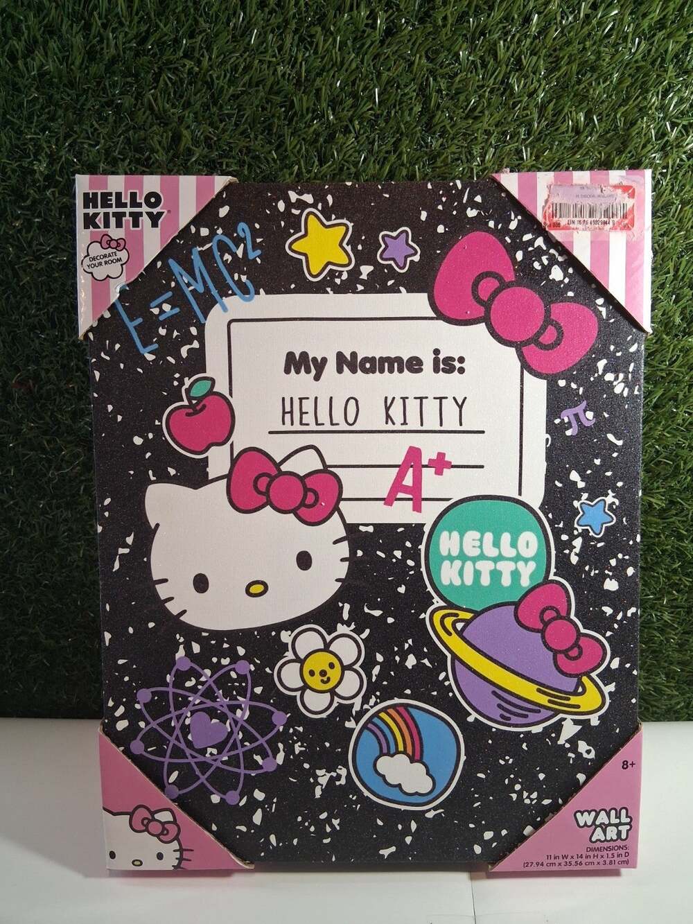 Hello Kitty Canvas Wall Art School Theme Glitter Board 11x14 Sanrio Idea Nuova